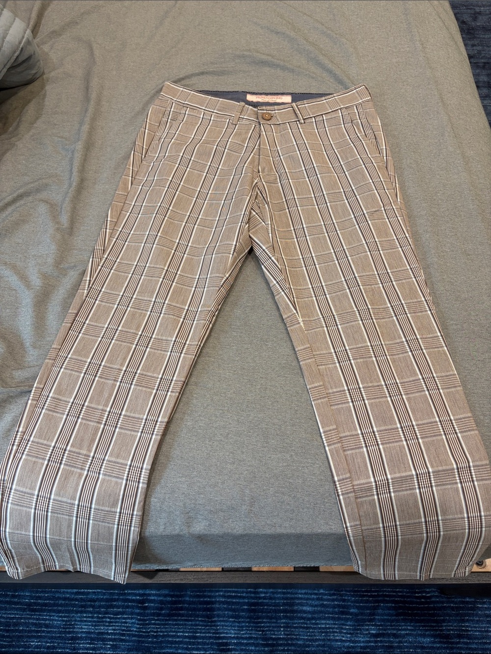 Primo Emporio Men's Grey Plaid Dress Pants
